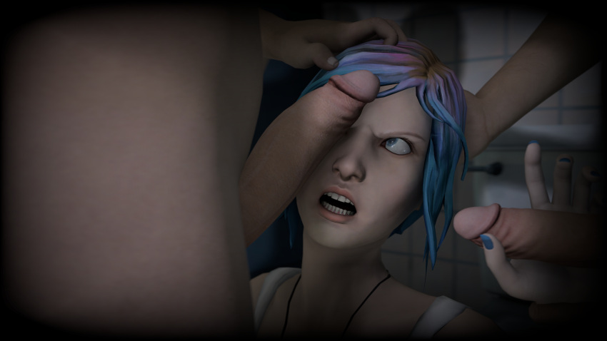 3d angry chloe_price female grandmanaconda_(artist) handjob life_is_strange penis_on_face rape reluctant threesome