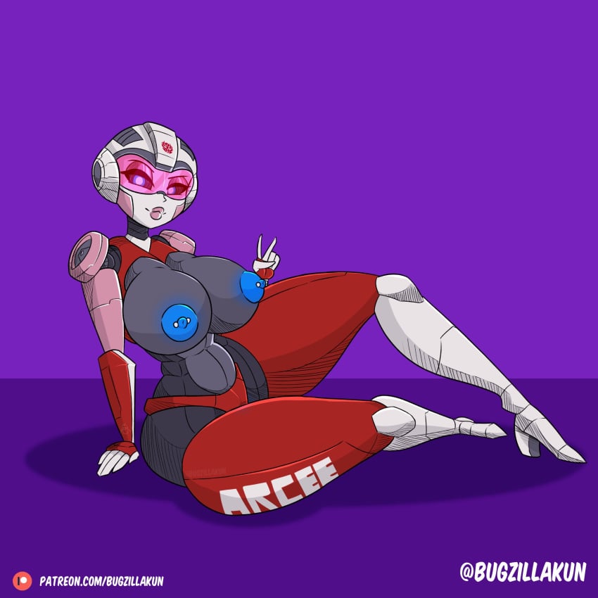 1girls abs arcee arcee_(rotb) artist_name autobot big_breasts blue_nipples breasts bugzilla built-in_high_heels chubby_belly female female_autobots female_only giant_breasts glowing_nipples heeled_feet heels high_heels huge_breasts huge_thighs nipple_piercing panties patreon_username pierced_nipples purple_background red_body red_panties robot_girl sitting sketch solo thick_thighs transformers transformers_rise_of_the_beasts v_sign visor visor_(eyewear)