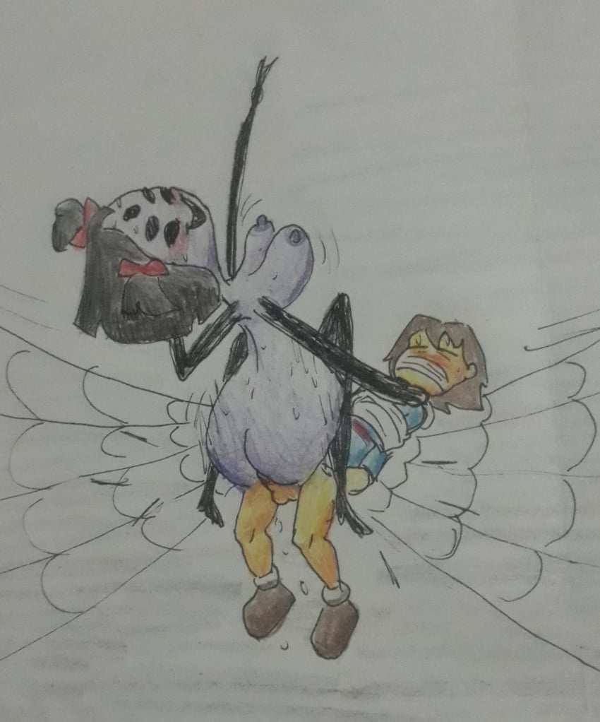 1boy 1girls 2d ass big_ass big_breasts big_butt drawn dripping_cum female floppy_breasts forced frisk humanoid jakee laughing male muffet riding sex size_difference smiling_at_viewer spider_girl spider_web stuck sweatdrop sweating undertale undertale_(series)