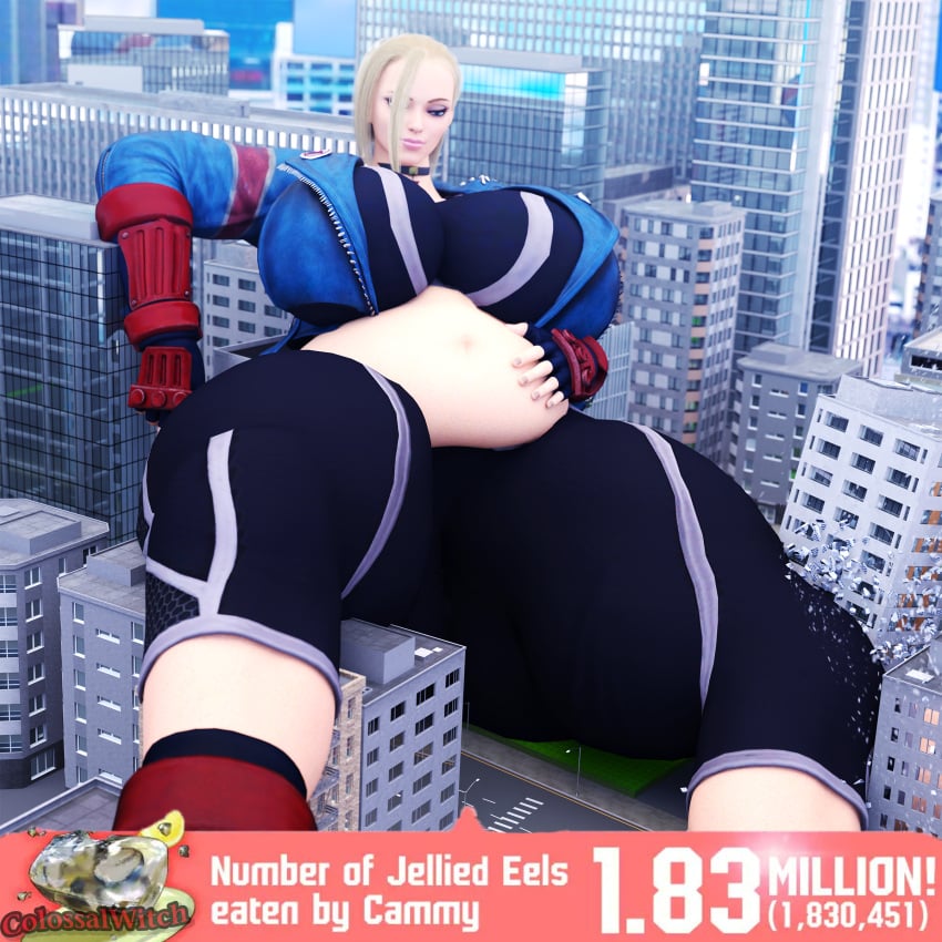 1girls 3d 3d_(artwork) belly big_breasts blonde_female blonde_hair blonde_hair_female blue_eyes breasts building building_destruction cammy_white chubby city colossalwitch commission curvaceous curvy curvy_female curvy_figure exposed_midriff female female_focus female_only giantess hair_bangs hand_on_belly light-skinned_female light_skin pudgy_belly solo solo_female solo_focus street_fighter street_fighter_6 thick_thighs thighs video_game_character