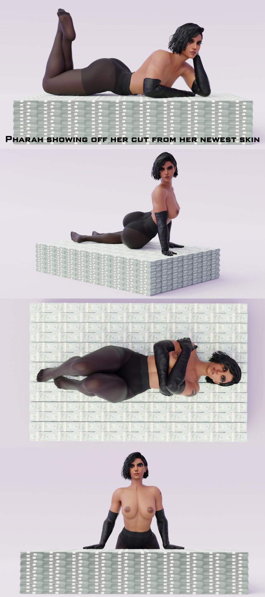 3d_animation 3d_model dark_skin digitaldommy feet femdom financial_domination findom foot_fetish gloves leather_gloves money nylon_stockings nylons pharah socks soles