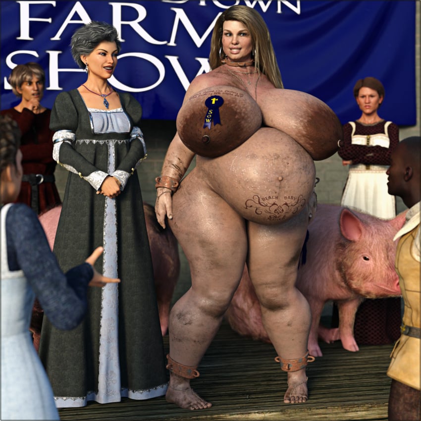 1animal 2girls 3d 3d_(artwork) award bestiality big_ass big_breasts big_butt bimbo body_writing completely_nude duo_focus farm female female_focus feral group huge_ass huge_breasts large_ass large_breasts milf nude nude_female pig pregnant pregnant_female public public_nudity showing_off skimpy skimpy_clothes smile smiling_at_viewer tattoo tattoos xalynne_blackblade zoophilia