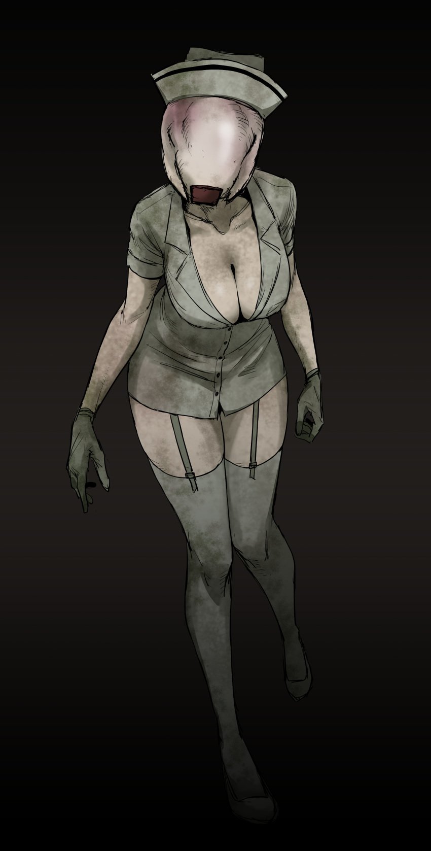 2d 2d_(artwork) big_breasts bubble_head_nurse leon_kim nurse_(silent_hill) nurse_uniform silent_hill silent_hill_2