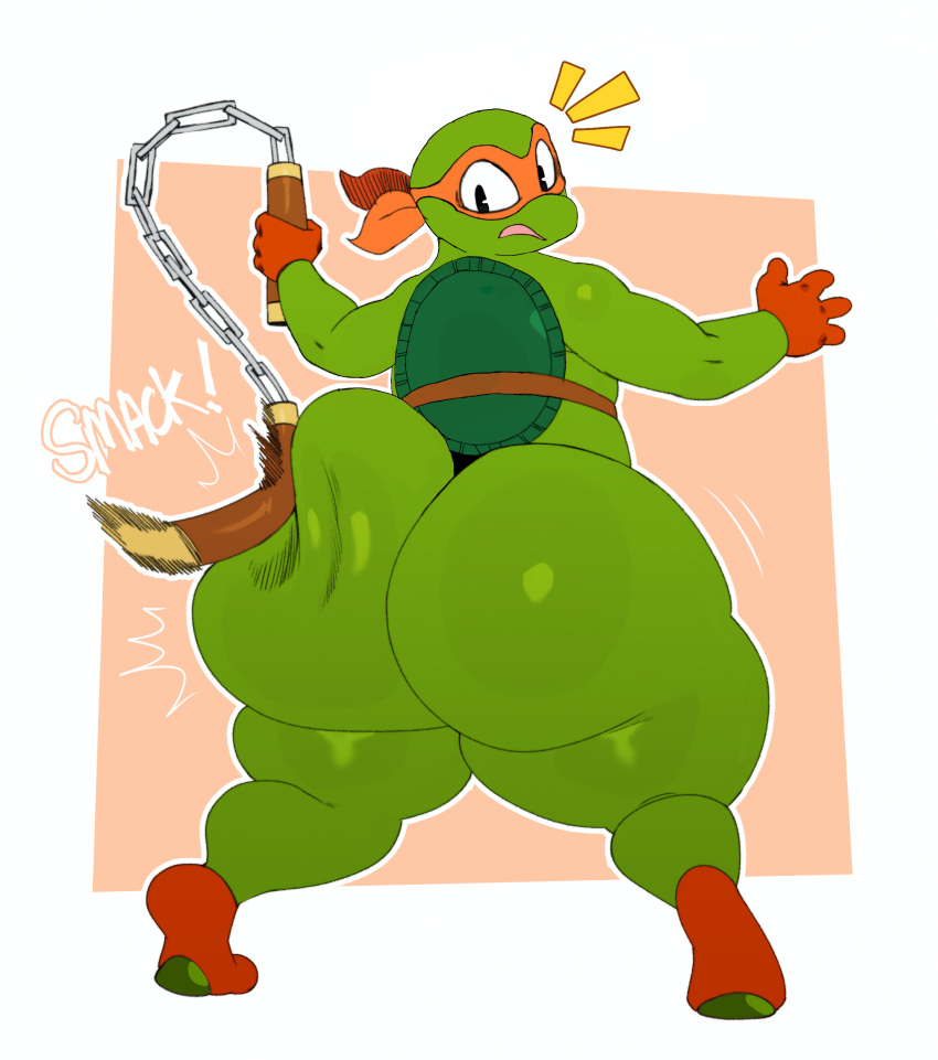 1boy ass ass_focus ass_smack ass_squish big_ass black_eyes bubble_ass bubble_butt edit edited exclamation_point fat_ass fat_butt femboy green_body huge_ass huge_butt large_ass large_butt male male_only michelangelo nickelodeon nunchucks paramount_pictures reptile scalie sssonic2 teenage_mutant_ninja_turtles thick_ass thick_butt turtle