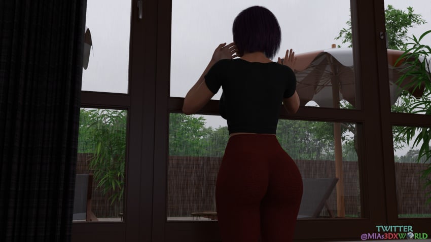 3d 3d_model 3dx clothed clothed_female english_text female house human light-skinned_female light_skin mias3dxworld original original_character purple_hair seductive twitter