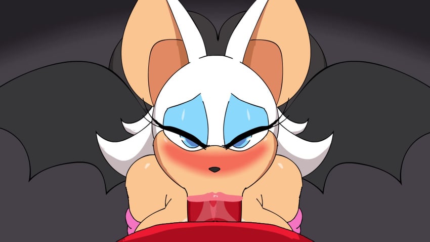 anthro anthro_only ass big_butt blush fellatio girl knuckles_the_echidna male_pov penis rouge_the_bat sonic_(series) zaviel