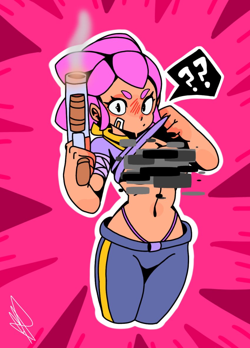 1female brawl_stars censor_bar female horny_female panties shelly_(brawl_stars) shotgun supercell