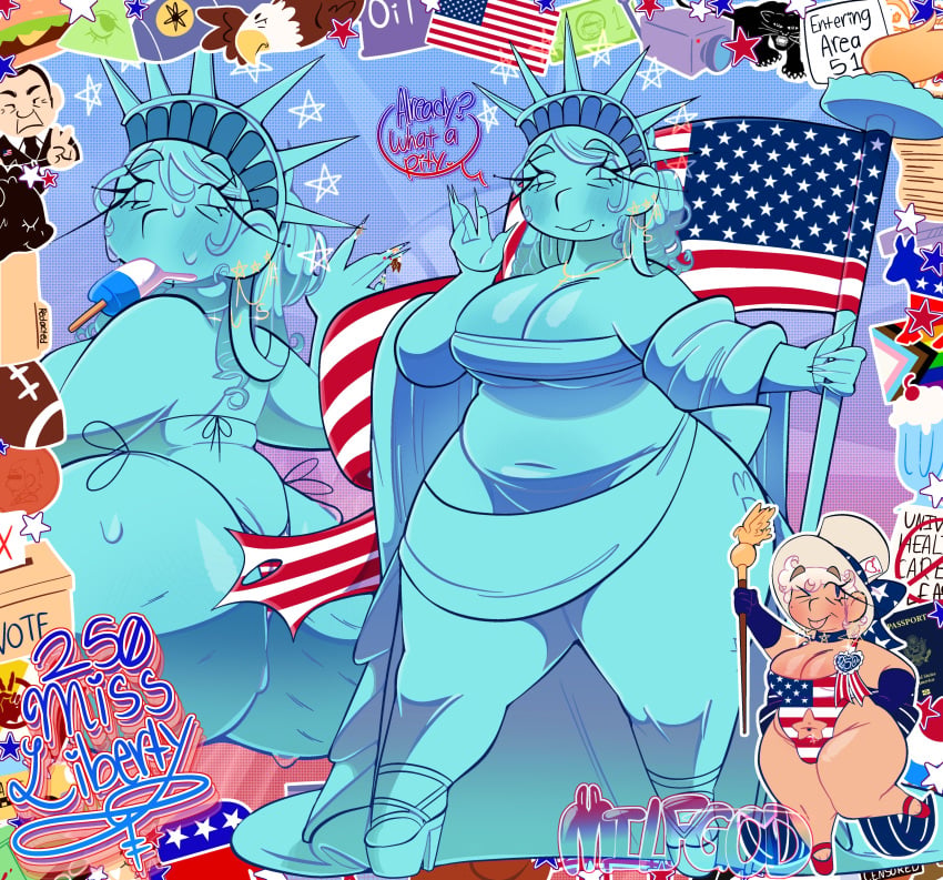 1girls 4th_of_july absurd_res absurd_resolution absurdres alternate_version_available american_flag american_flag_bikini american_flag_print american_flag_thong ass belly big_ass big_breasts big_butt bikini bimbocore blue_body blue_skin blush blushing bottom_heavy breasts bubble_ass bubble_butt busty cellulite chubby chubby_belly chubby_female cleavage curvaceous curvy curvy_female curvy_figure english_text fat_ass female female_focus female_only flag fourth_of_july green_body green_skin hi_res high_resolution highres holidays huge_ass huge_breasts huge_butt lady_liberty large_ass large_breasts mature mature_female milf navel sideboob solo solo_female solo_focus statue statue_of_liberty stomach sweat sweating sweaty sweaty_ass sweaty_body sweaty_butt tagme text thick_ass thick_thighs thighs thong thong_bikini voluptuous voluptuous_female