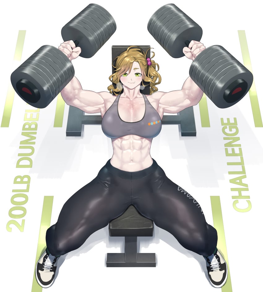 702_96 abs absurd_dumbbell absurd_res biceps dumbbell muscular muscular_female muscular_thighs solo solo_female solo_focus strong_female