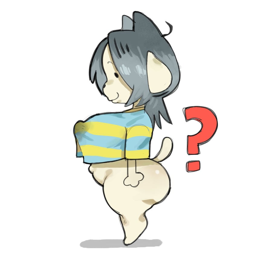 anthro big_butt breasts nipples nipples_visible_through_clothing shortstack tagme temmie_(undertale) undertale undertale_(series)