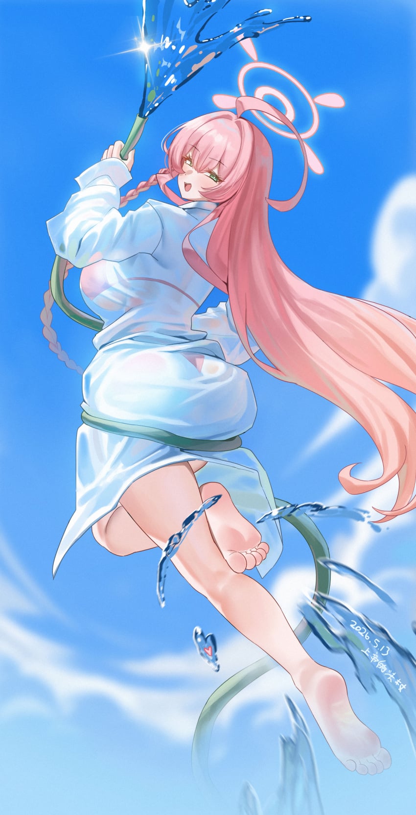 big_ass big_breasts blue_archive halo hanako_(blue_archive) hanako_(swimsuit)_(blue_archive) hose long_hair pink_hair shangdi_de_fa_zhang solo solo_female