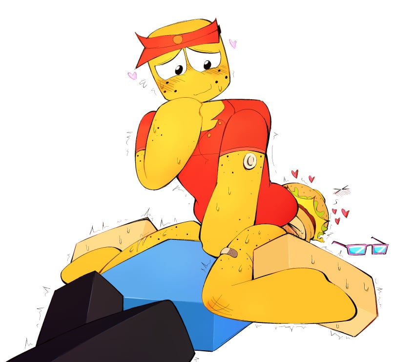 007n7 2boys accurate_body_type blocky_body blush burger_hat clothed clothed_sex color dysdaimonic eating_ass elliot_(work_at_a_pizza_place) facesitting freckles freckles_on_face gay hearts hi_res light-skinned_male male/male male_only no_genitals no_pants oral_sex pizzaburger rimming roblox roblox_avatar roblox_game roblox_hacker robloxian shaking shy_expression sitting_on_face sitting_on_person smile suggestive sweat toony_eyes uniform visor work_at_a_pizza_place yaoi yellow_skin