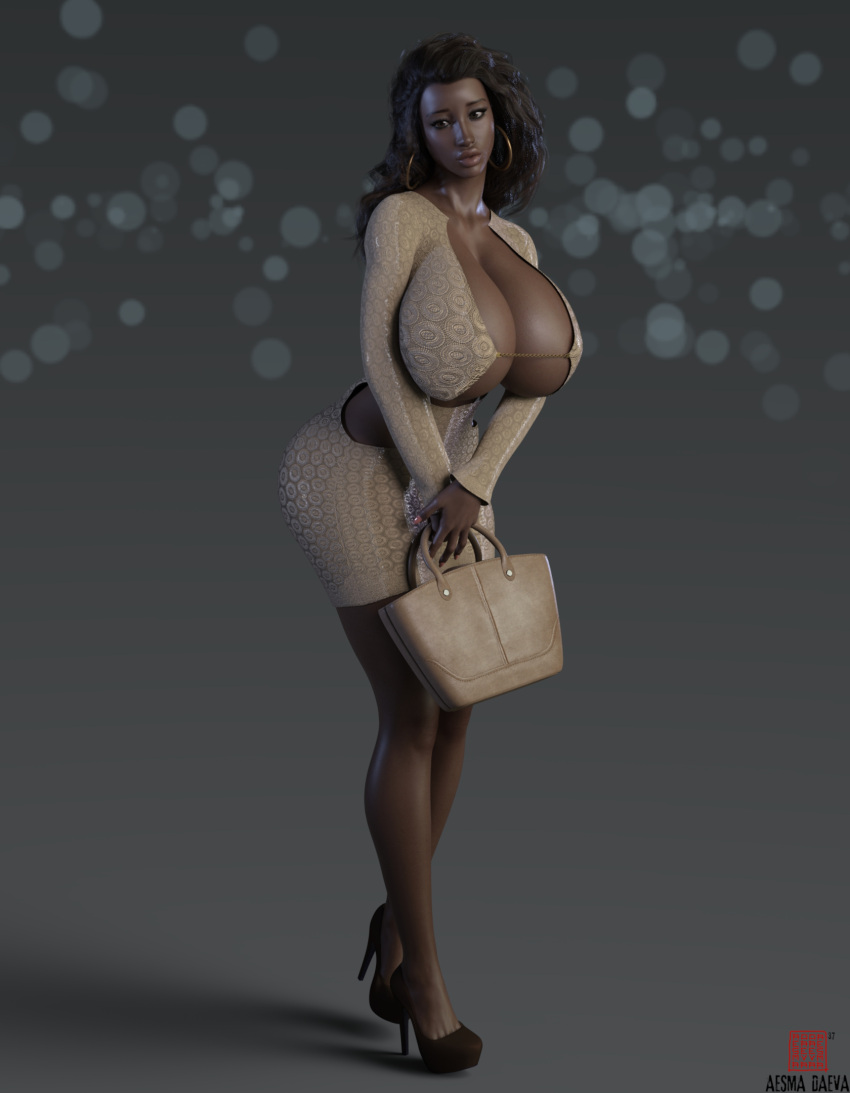 1girls 3d aesmadaeva37 artist_name athletic athletic_female big_breasts breasts brown_body brown_skin busty cleavage curvaceous curvy curvy_figure dark-skinned_female dark_skin digital_media_(artwork) eyebrows eyelashes eyes female female_focus female_only fit fit_female hair high_heels hips hourglass_figure huge_breasts human large_breasts legs lips mature mature_female monica_(magicmoonsarts) original original_character thick thick_legs thick_thighs thighs toned toned_female top_heavy upper_body voluptuous waist watermark wide_hips