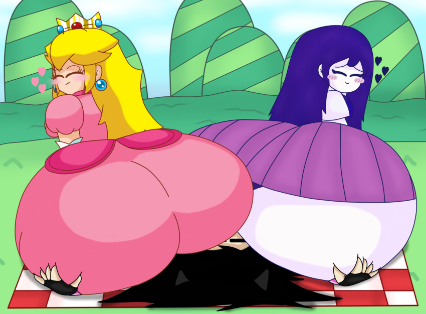 artist_request ass_focus ass_in_dress big_ass excessive_size hyper_ass maika maika88 maika_(maika88) mari_(omori) mario_(series) omori princess_peach super_mario_bros. tagme