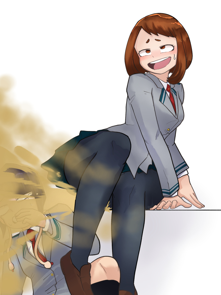 ass_on_face big_ass eyes_rolling_back fart farting_in_face female female_only fetish gasbox kyoka_jiro my_hero_academia ochako_uraraka pleasure_face