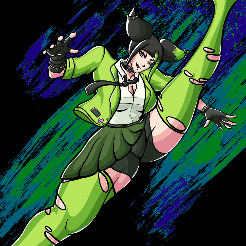 1girls alternate_version_available capcom female female_only fully_clothed goth goth_girl jacket juri_han paresseux0w0 piercing ripped_clothing ripped_stockings school_uniform_juri skirt solo stockings street_fighter street_fighter_6 thick_thighs