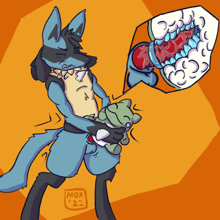 absurd_res animal_genitalia animal_penis anthro balls black_body blue_body canid canine canine_penis canis clenched_teeth closed_eyes digitigrade fur fur_tuft generation_4_pokemon genitals green_body hi_res holding_object holding_sex_toy internal jackal long_ears lube_on_penis lucario male male_only mammal moxsully nintendo penetrable_sex_toy penis plushie plushophilia pokemon pokemon_(species) sex_toy sheath slick solo solo_focus spikes spikes_(anatomy) standing substitute_doll tail tan_body teeth thrusting tuft video_games