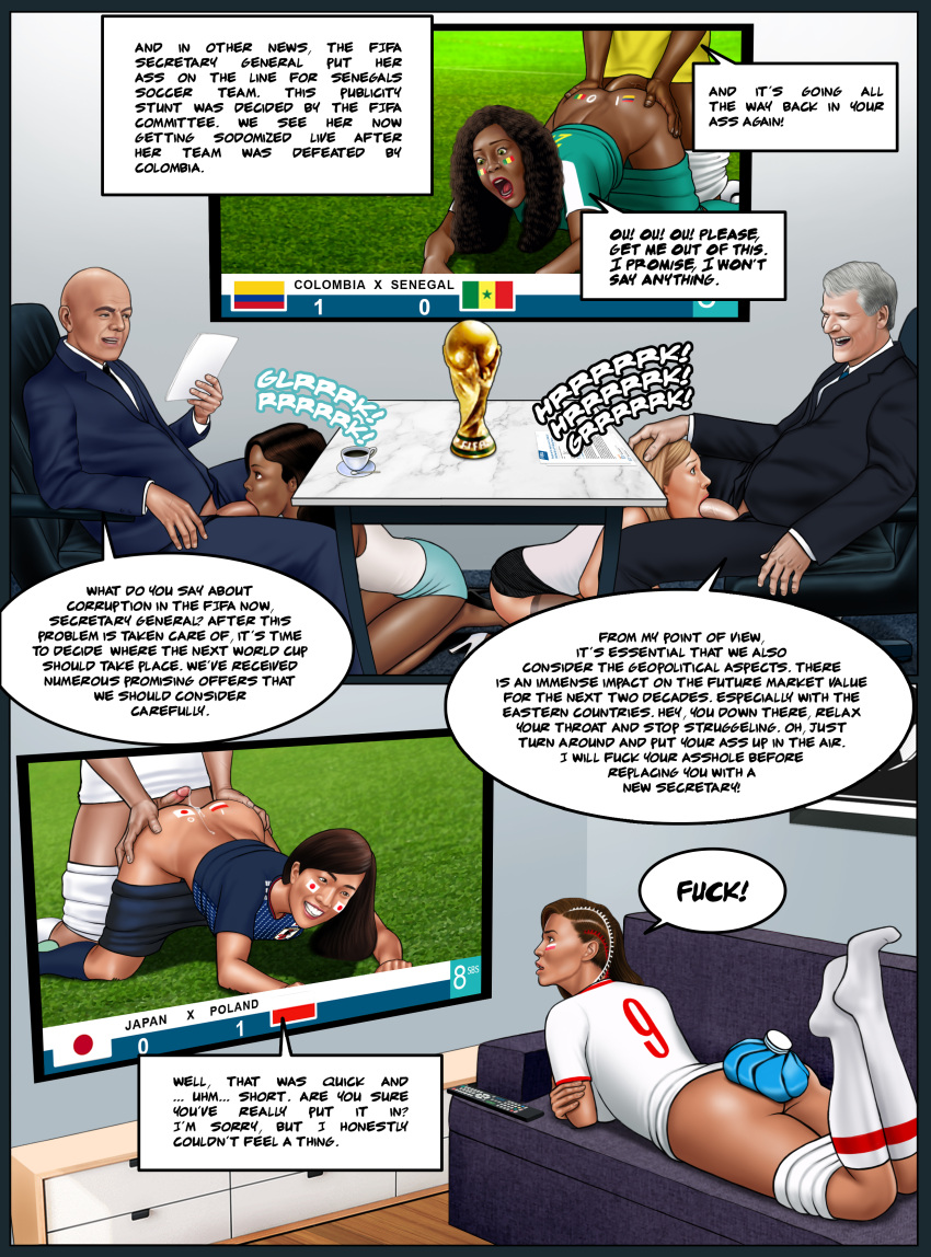 2018_fifa_world_cup anal anal_penetration anal_sex anna_lewandowska ass bottomless buggery colombia comic crying dark-skinned_female david_gill defeat defeated dialogue english_text extro fatma_samoura female fernanda_colombo_uliana football giovanni_vincenzo_infantino humiliation interracial japan light-skinned_female light-skinned_male male painal penalty_game poland score senegal soccer soccer_shoes soccer_uniform socks speech_bubble sport sports tears text trash_talk uniform victory world_cup