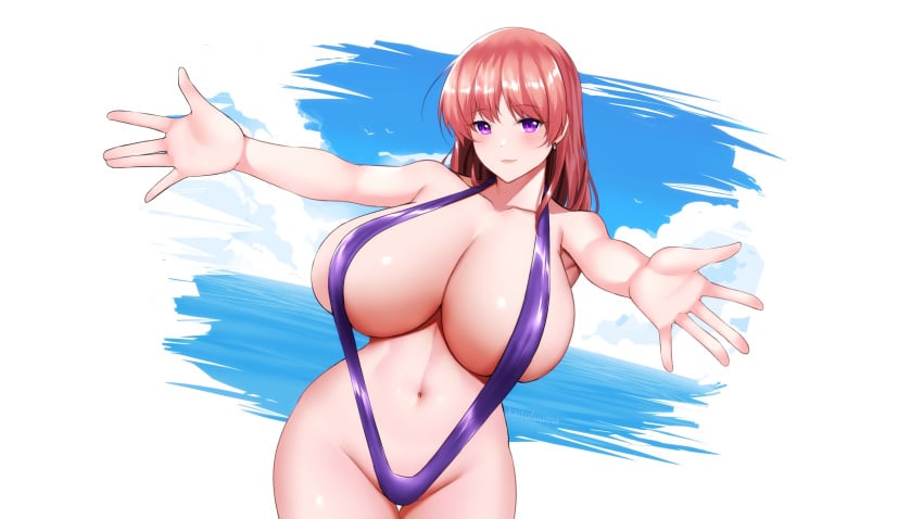 1girls absurd_res alternate_version_available armpits artist_name bangs bare_shoulders big_breasts blush breasts cleavage clothing cloud curvy earrings eyebrows_visible_through_hair eyelashes female female_focus female_only hips huge_breasts human jewelry kaitofuuma large_breasts lips long_hair looking_at_viewer magenta_eyes ocean original outside pink_hair pinup revealing_clothes shiny_skin sideboob skimpy skindentation sling_bikini smile swimsuit thick_thighs thigh_gap thighs voluptuous wallpaper water watermark wide_hips