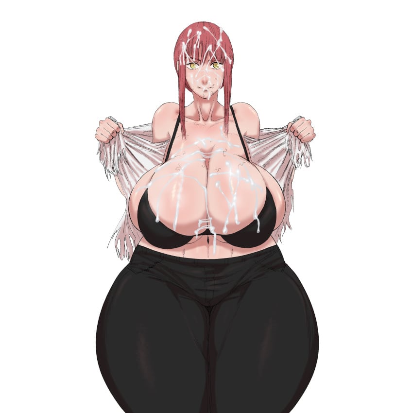 1girls alternate_version_available big_breasts black_bra black_pants bra breasts breasts_bigger_than_head bukkake chainsaw_man clothes_removed color colored cum cum_on_face cum_on_hair floppy_breasts gigantic_breasts hair huge_breasts jombleywombley light_red_hair looking_at_viewer makima_(chainsaw_man) massive_breasts plump sagging_breasts semen semen_on_body semen_on_breasts semen_on_hair smile smiling_at_viewer solo tear thejombler thick thick_ass thick_thighs tight_bra tight_clothes voluptuous voluptuous_female white_background white_semen white_suit yellow_eyes