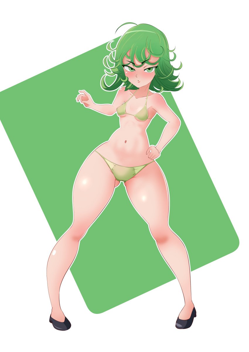 1girls absurd_res breasts female female_focus green_eyes green_hair highres keisar_(artist) light-skinned_female light_skin one-punch_man small_breasts smaller_female solo solo_female solo_focus tatsumaki thick_thighs thighs wide_hips