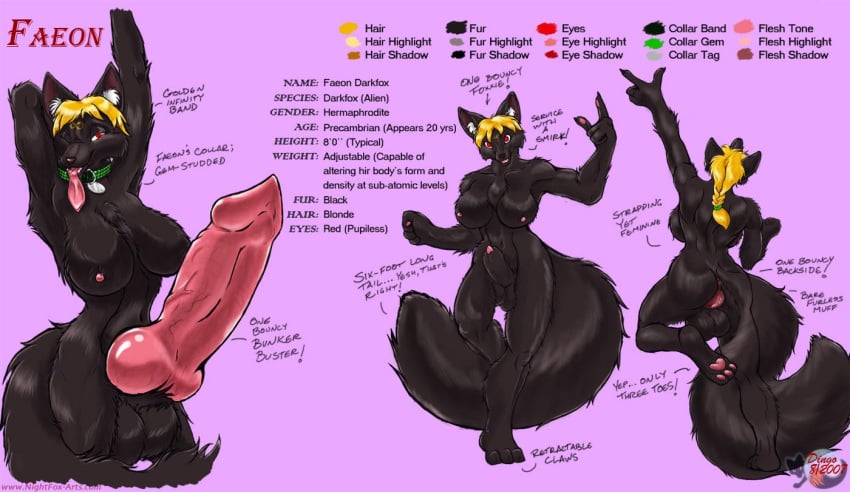 1futa 2007 alien anthro balls big_breasts black blonde_hair breasts canine collar erection faeon fox fully_sheathed fur furry futa_only futanari hair hyper hyper_balls hyper_penis intersex knot long_tongue model_sheet nikkyvix nude penis red_eyes sheath solo tail tongue