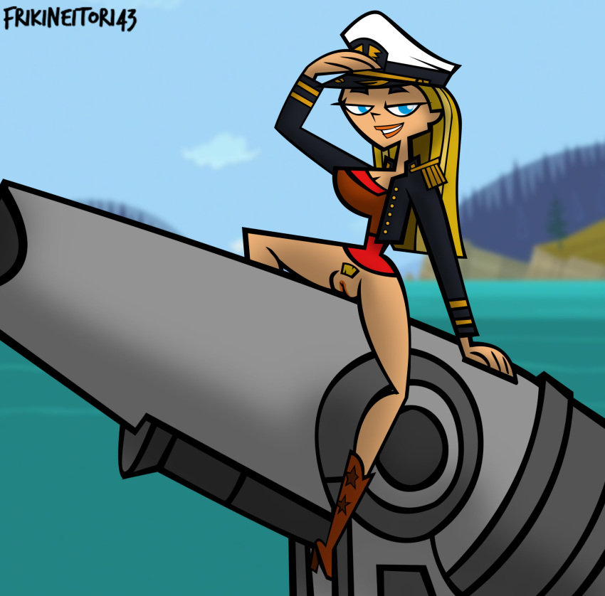 admiral_hat bottomless frikineitor143 lindsay_(tdi) spreading total_drama_island