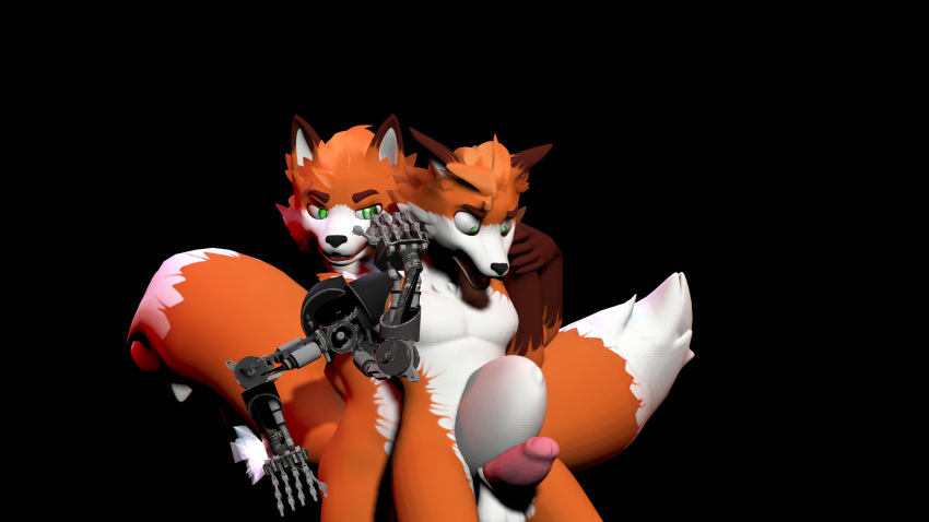 3d anthro big_penis bulge canid canine digital_media_(artwork) duo fox genitals hi_res huge_cock humanoid hyper hyper_genitalia hyper_penis justin_arcmoore_(timejumpingfox) male male/male mammal penis selfcest source_filmmaker square_crossover timejumpingfox