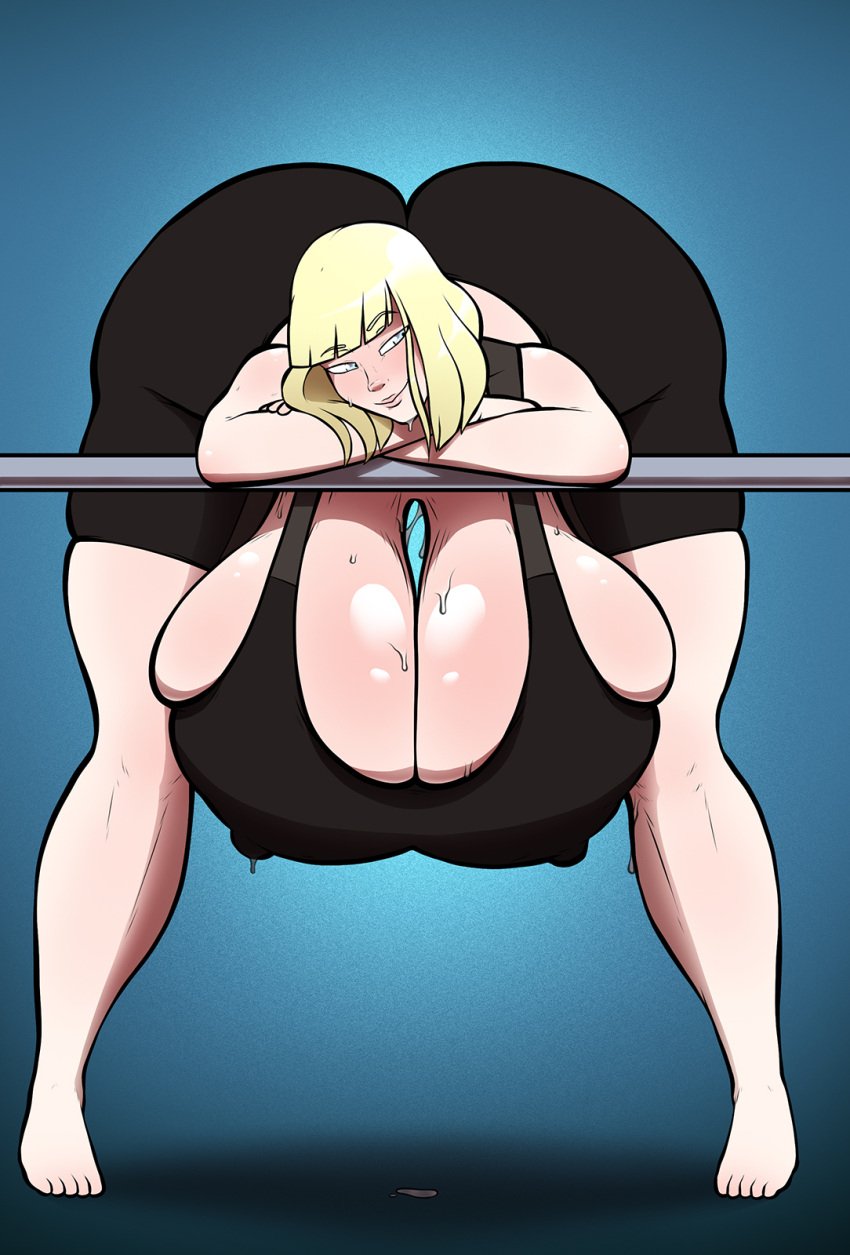 bangs barefoot big_ass big_breasts big_butt big_nipples blonde_hair blue_eyes blush bob_cut disturbedmonkey fonkimonki huge_ass huge_breasts huge_butt huge_nipples jacket large_ass large_breasts pepper_(disturbedmonkey) pepper_(fonkimonki) sports_bra sportswear sweat sweatdrop sweating tank_top tanktop thick thick_ass thick_legs thick_thighs tight_clothes tight_clothing voluptuous wide_hips wide_thighs