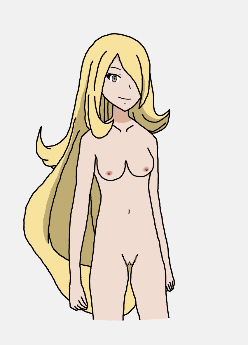 1girls allixter blonde blonde_female blonde_hair blonde_hair_female censored_genitalia censored_pussy completely_nude completely_nude_female cynthia_(pokemon) female hair_covering_one_eye hair_over_one_eye human long_hair no_penetration no_penis no_sex nude nude_female one_eye_covered pokemon pokemon_dppt silver_eyes small_breasts sole_female solo solo_female tagme white_background