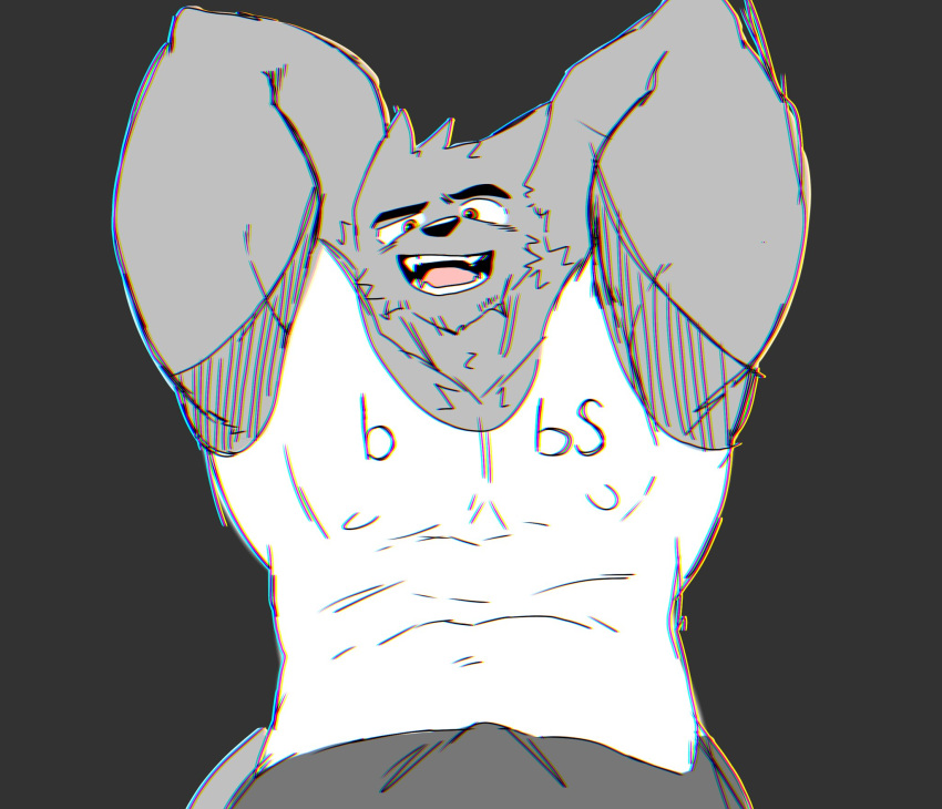 anthro bara barazoku biceps bulge d3nji erection furry grey_body greyscale ice_xhan male male_only muscular muscular_female nipples pecs shirt toro_artz