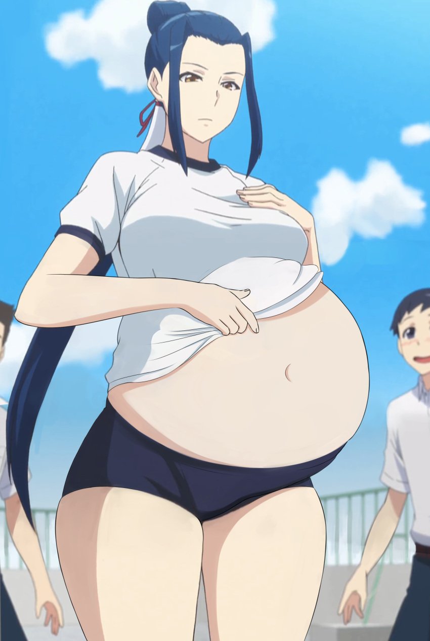 belly big_belly big_breasts bloated bloated_belly breasts edit female kokuyou screenshot_edit shab-eru stuffed stuffed_belly stuffing tsugumomo