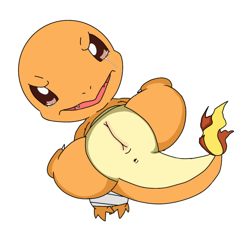 bodily_fluids charmander crying female generation_1_pokemon hands_behind_back hi_res honeyu nintendo pokemon pokemon_(species) solo spread_legs spreading tagme tears video_games