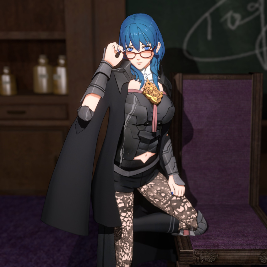 byleth_(fire_emblem) byleth_(fire_emblem)_(female) chair fire_emblem fire_emblem:_three_houses glasses nintendo overused23 posing seductive seductive_pose