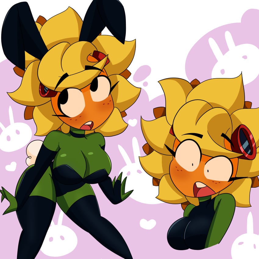 1girls anthro big_eyelashes big_eyes bunny_ears bunny_girl bunnysuit looking_up plant plantie plants_vs_zombies plants_vs_zombies:_heroes r_bismut rbismut shocked solar_flare_(pvz) sunflower sunflower_(pvz)