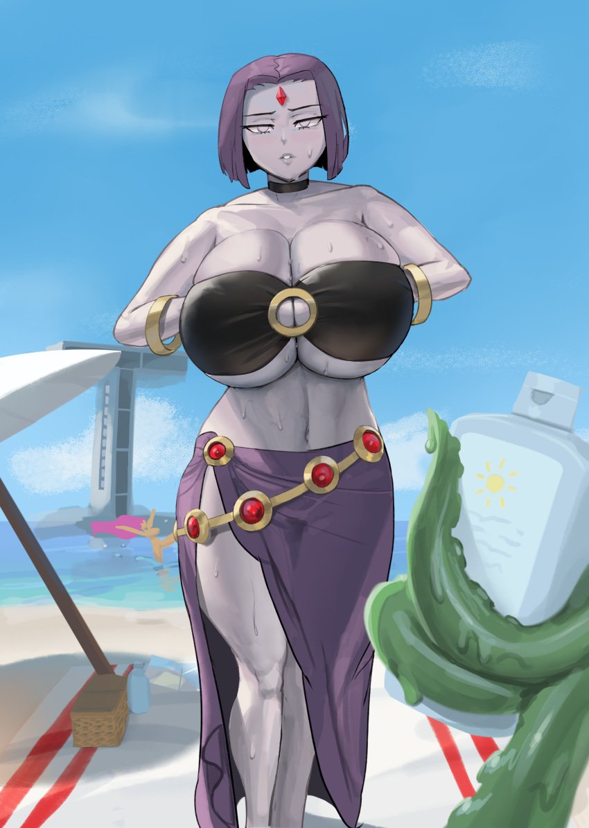 1girls alien alien_girl alternate_breast_size alternate_version_available bbrae beach beast_boy big_breasts bikini booruguru breasts busty cambion cdc clothing curvaceous curvy curvy_body curvy_female cyborg cyborg_(dc) dc dc_comics demon demon_girl eyelashes female female_focus forehead_jewel garfield_logan goth grey_skin hair half_demon hourglass_figure huge_breasts human jewel large_ass large_breasts legs outdoors purple_eyes purple_hair rachel_roth raven_(dc) sapient_feral sentient_feral short_hair starfire superhero superheroine tamaranean teen_titans tentacle thick thick_thighs thighs unseen_male_face upper_body victor_stone voluptuous wide_hips