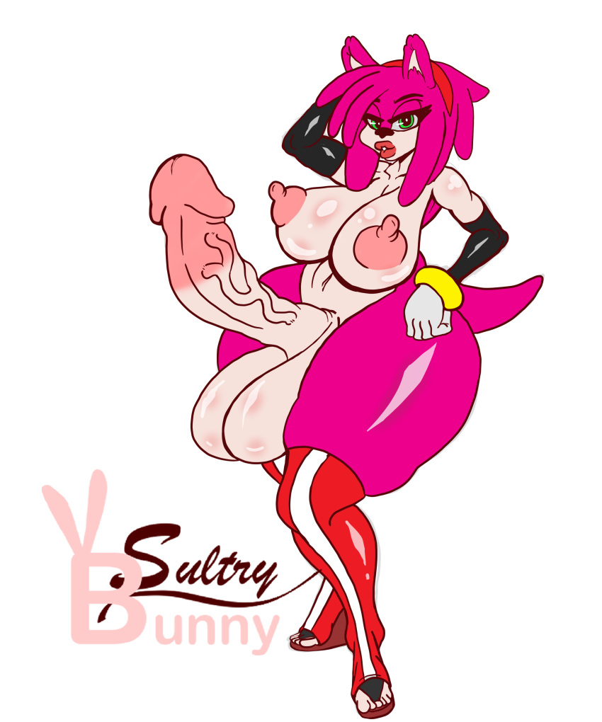 1futa alternate_version_at_source amy_rose anthro areolae arm_sleeves balls big_breasts big_lips big_penis bimbo breasts collar erection furry futa_only futanari gloves high_heels highres huge_balls huge_cock nipples nude penis sega solo sonic_(series) sonic_the_hedgehog_(series) source_request sultrybunny thick_thighs thighhighs_under_boots wide_hips