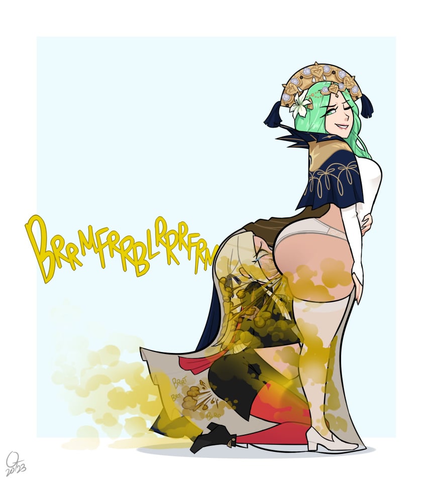 2girls big_ass big_butt biting_lip bondage dress edelgard_von_hresvelg face_in_ass fart fart_cloud fart_fetish fart_inflation farting farting_in_face fire_emblem fire_emblem:_three_houses garreg_mach_monastery_uniform green_eyes green_hair hiding_in_dress legwear looking_back multiple_girls nintendo oddtenn one_eye_closed panties purple_eyes rhea_(fire_emblem) side_view smile source_request tears tenuousoddity thick_thighs thighhighs under_dress white_dress white_hair white_legwear white_panties white_thighhighs x-ray yuri