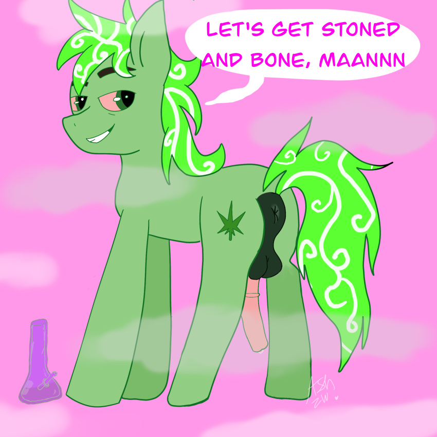 animal_genitalia animal_penis anus bong drugs earth_pony equid equine equine_penis fan_character feral friendship_is_magic funny genitals hasbro hi_res horse invalid_tag male mammal marijuana my_little_pony penis pony puffy_anus smoking smoking_weed solo stoney-pony