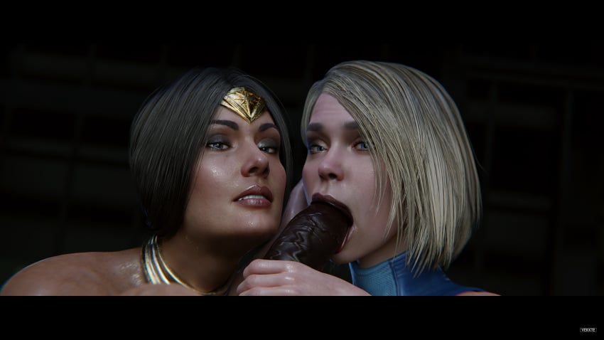 1boy 2girls 3d 3d_(artwork) blender blender_(software) blonde_hair blowjob blue_eyes bob_cut couple cute dark-skinned_male dc dc_comics diana_prince enjoying excited huge_cock injustice_2 interracial kara_danvers kara_zor-el looking_at_viewer looking_pleasured medium_hair oral_penetration oral_sex pleasure_face pov pov_eye_contact romantic romantic_couple seductive seductive_look sensual sucking supergirl supergirl_(injustice) superman_(series) teamwork vekkte wonder_woman wonder_woman_(injustice) wonder_woman_(series)