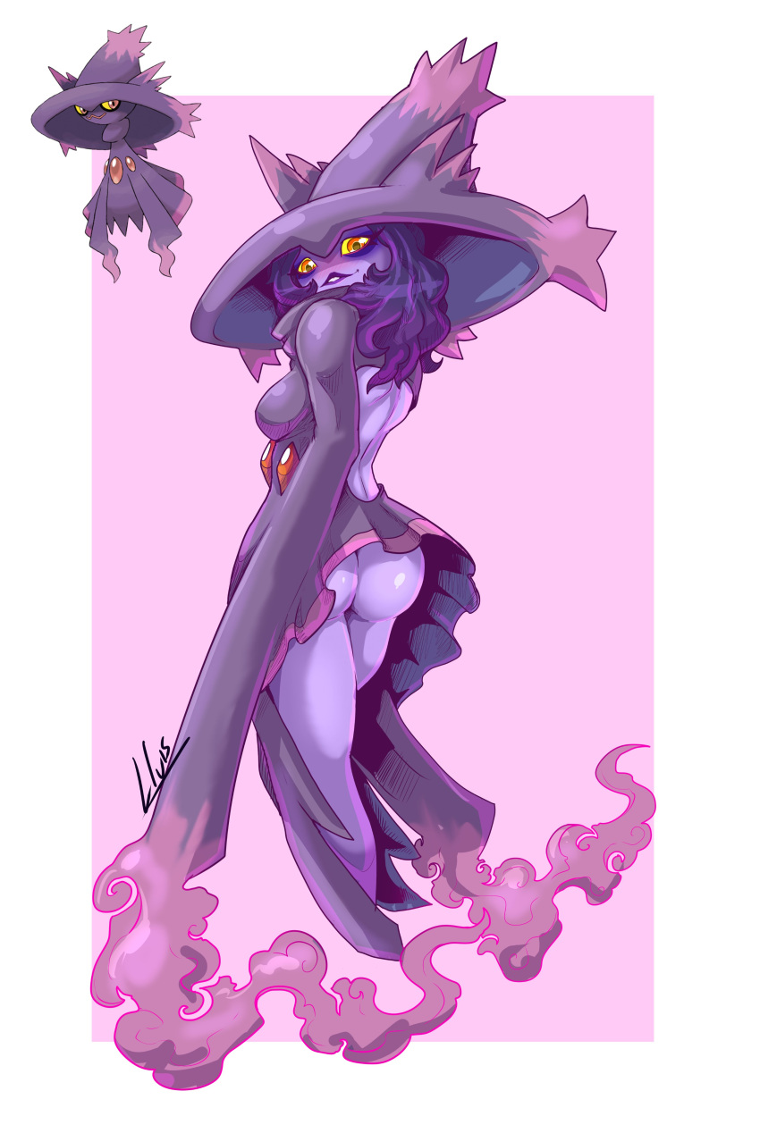 1girls absurd_res ass dress female female_only ghost_girl lluisabadias long_hair looking_at_viewer mismagius nintendo orange_eyes pok&eacute;mon_(species) pokemon pokemon_(species) pokemorph purple_hair purple_skin reference_image solo solo_female witch_hat yellow_sclera