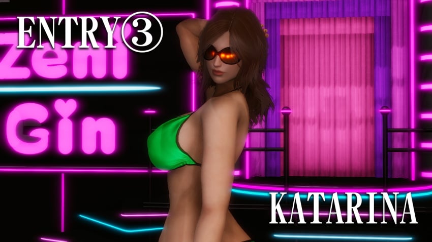 1girls 3d alluring big_breasts bikini brazilian brazilian_female female female_only katarina_alves namco posing red-tinted_eyewear solo sunglasses tekken tekken_7 tinted_eyewear zenigata_ginnosuke