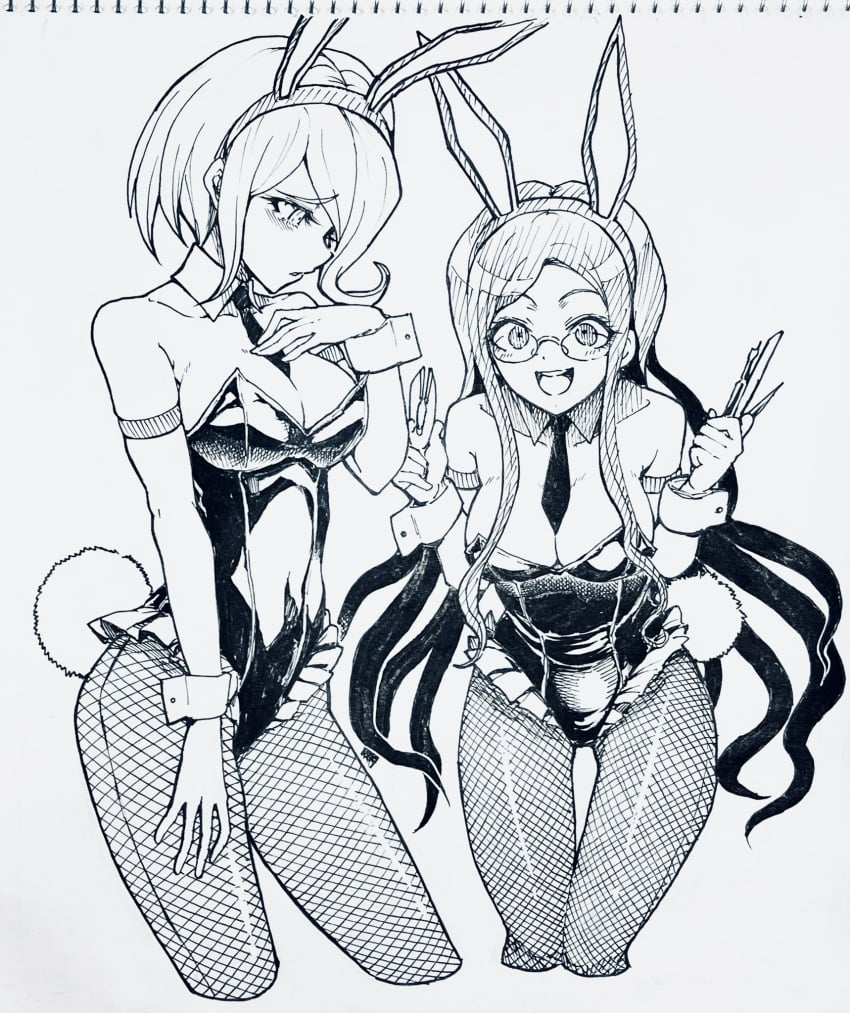 blush breasts bunny_ears bunny_girl bunnysuit danganronpa danganronpa_v3 female_only large_breasts shirogane_tsumugi smooth_skin toujou_kirumi tsunemi_aosa