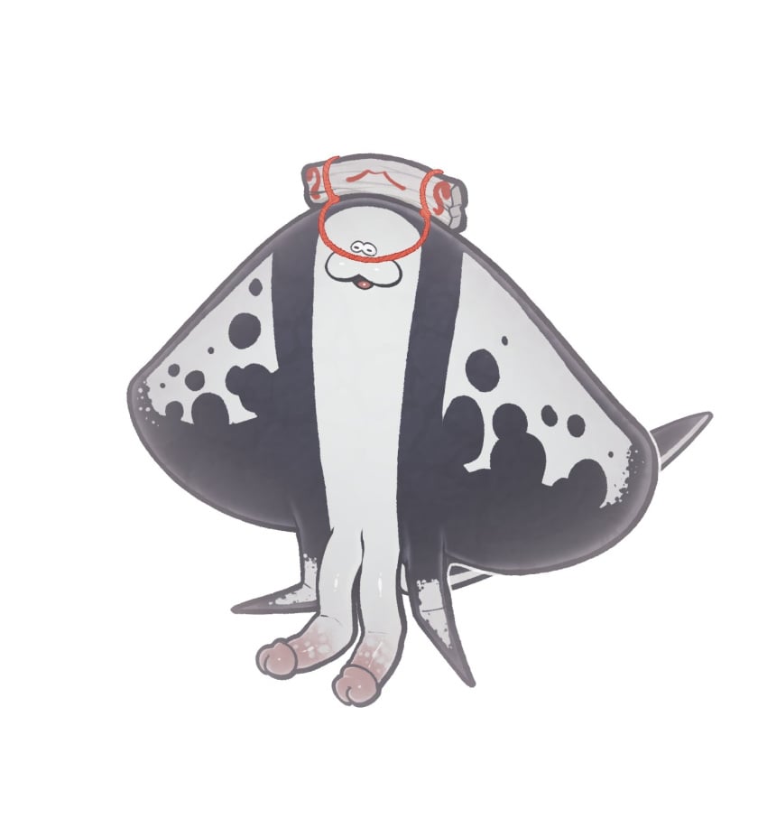 2022 2_penises :3 anthro batoid big_man_(splatoon) clothing derek_hetrick diphallia diphallism fin fish flaccid gay genitals grey_body headdress headgear headwear hi_res humanoid_genitalia humanoid_penis long_penis male male_only manta_ray marine markings multi_genitalia multi_penis nude open_mouth penis simple_background solo splatoon splatoon_(series) splatoon_3 spots spotted_body spotted_markings standing white_background