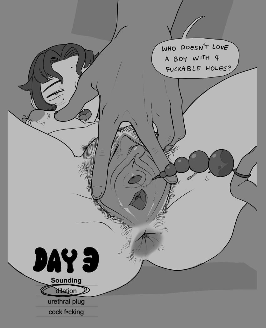 1boy 1girls big_clitoris breasts dilation duo female female_focus female_urethral_insertion hairy_pussy human male pussy selkiejuice solo_focus sounding tdick trans_man urethral_insertion