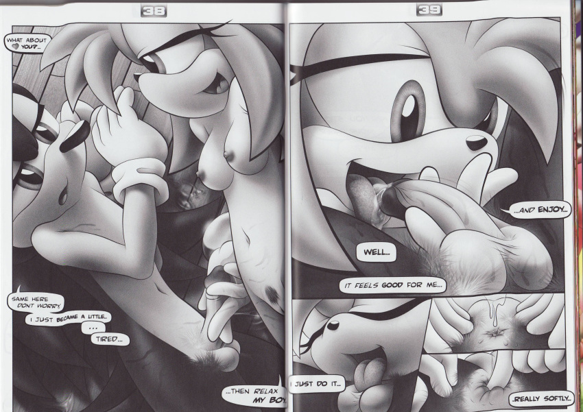 amy_rose amy_untold anus balls breasts comic doujin english_text female hedgehog high_resolution licking male monochrome multiple_pages navel nipples nude oral page_38 page_39 penis saliva sonic_(series) sonic_the_hedgehog tcprod tongue