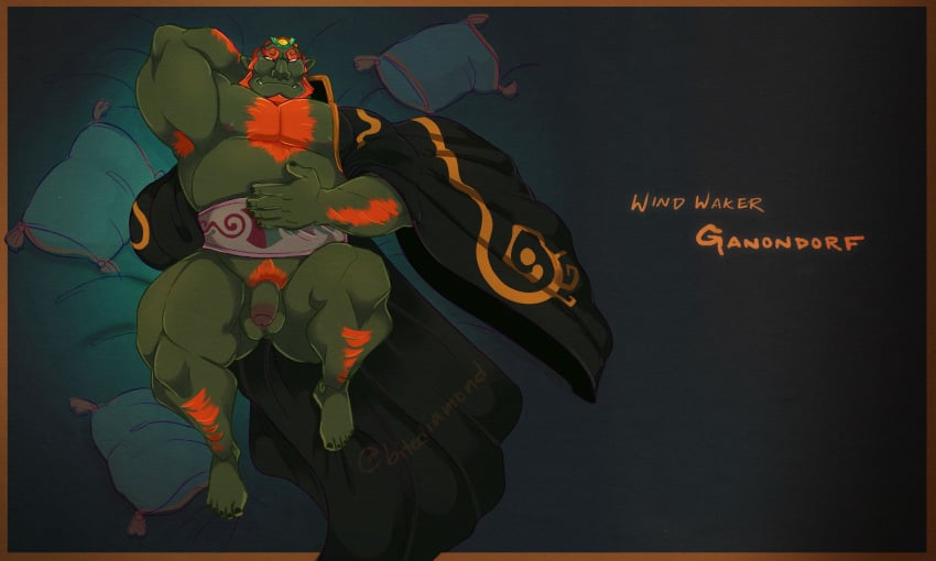 balls bara beard bitediamond diamondwerewolf facial_hair flaccid ganondorf ganondorf_(wind_waker) gay hairy male male_only muscles muscular nintendo penis solo solo_male spread_legs the_legend_of_zelda the_wind_waker wind_waker