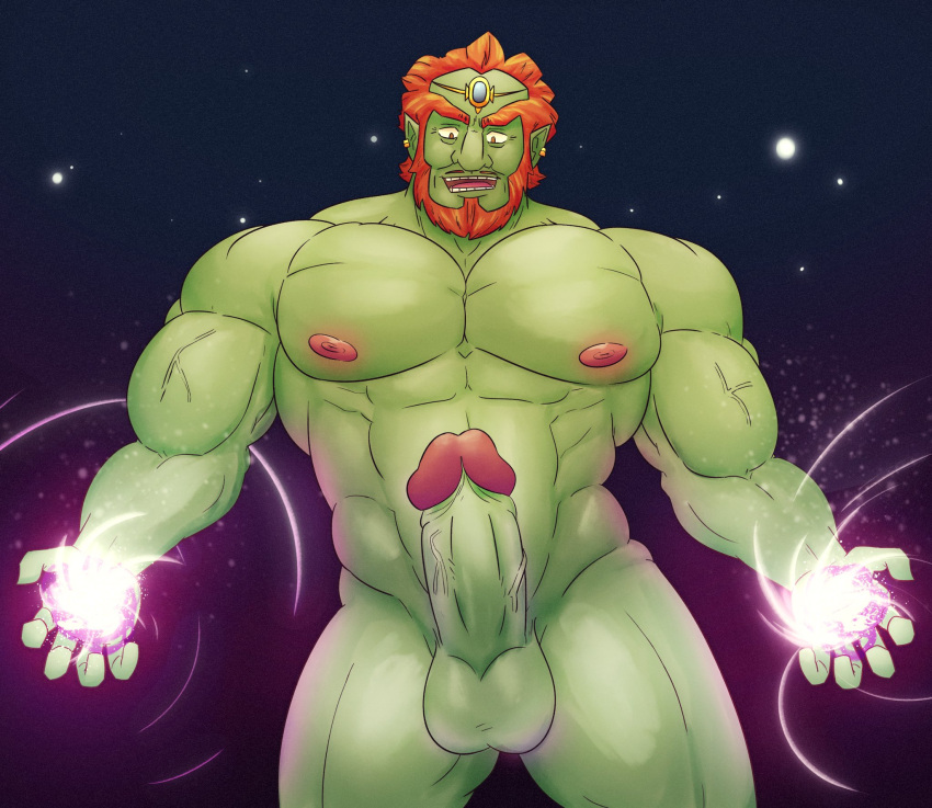 balls bara beard beefburner boner erection facial_hair ganondorf gay male male_only muscles muscular nintendo nude penis solo solo_male the_legend_of_zelda twilight_princess