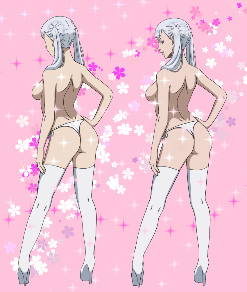 1girls black_clover devious female female_only half_naked jormungandr3 noelle_silva solo sparkles thong topless white_thong