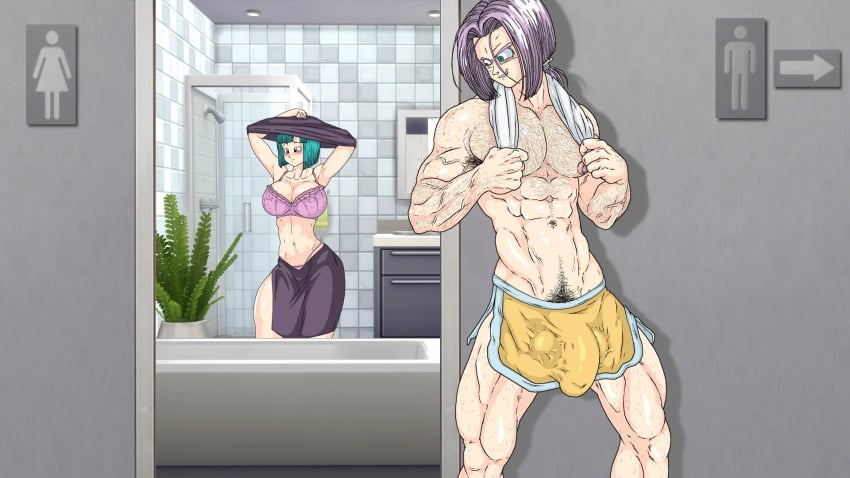 adult athletic athletic_female bathroom bathtub belly belly_button big_breasts big_muscles big_nipples big_penis blush bra breast_press breast_squeeze breasts bulma_briefs bulma_briefs_(androids'_saga) curvy curvy_body curvy_female curvy_figure dragon_ball dragon_ball_super dragon_ball_z erect_nipple erect_nipples erect_penis erection erection_under_clothes erection_under_clothing family female hairy hairy_armpits hairy_arms hairy_chest hairy_legs hairy_male half-dressed half_dressed half_naked hands_over_head huge_balls huge_breasts huge_cock legs lift_shirt looking_to_the_side male male_focus milf mother mother_and_child mother_and_son muscle muscled muscles nipples nipples_visible_through_clothing panties penis pubic_hair shiny shiny_breasts shiny_skin shorts shower single_female skirt son spy spying standing standing_position stretched stretched_clothing stretching stripping take_off take_off_shirt tight_clothes tight_clothing tight_dress top_lift topless toppa towel towel_around_neck towel_on_shoulder trunks trunks_briefs wide_hips